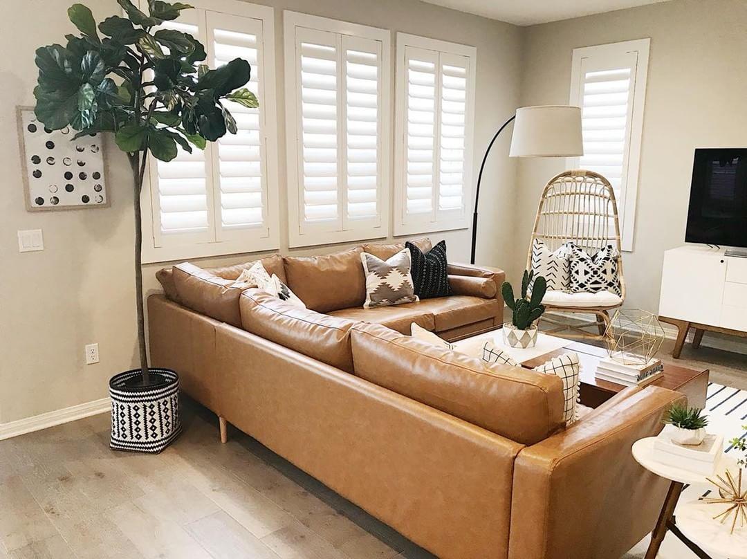 Comfortable living room with our Polywood shutters in Indianapolis.